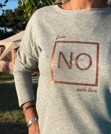 Sweat loose gris chiné logo bronze