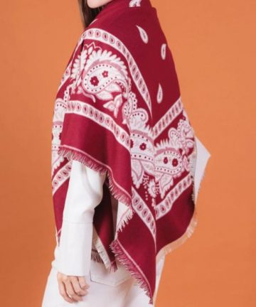 Grand foulard paisley bordeaux épais