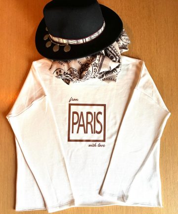 Sweat loose blanc logo bronze
