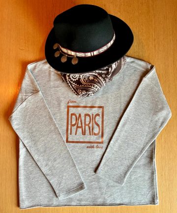 Sweat loose gris chiné logo bronze